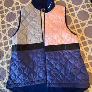 Nike Women's Quilted Vest - Pink, Gray, and Blue
